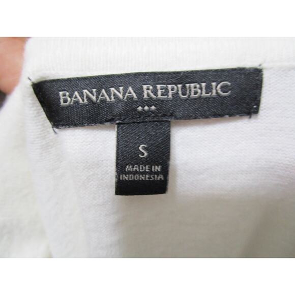 Banana Republic White Collared Long Sleeve 1/2 Button Sweater Women Sz S - Picture 7 of 7